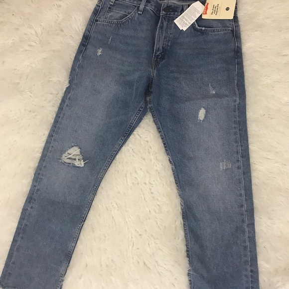 Levi's Orange Tab 505C Cropped Jeans Frayed Hem - Picture 4 of 8